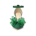 thumbnail image 6 of BLISSFUL STEP Women's Bow Knot Pointed Toe Block Heel Pumps Green 6.5, 6 of 7
