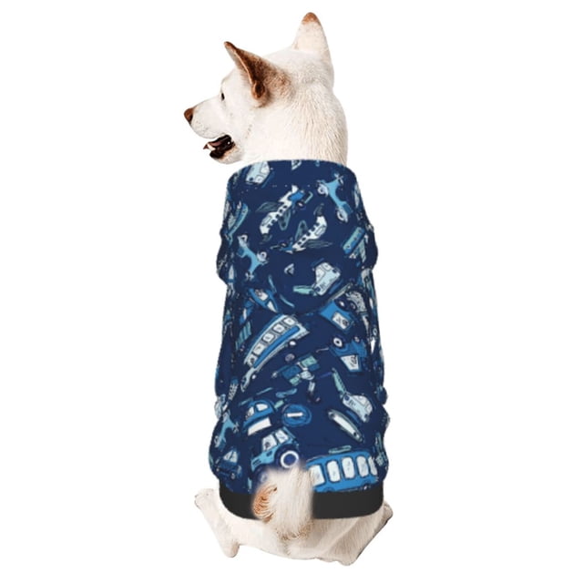Fotbe Blue Bus Sudadera con Estampado para Perros Pequeños – Suéter con Capucha para Mascotas, Tela Suave de Forro Polar con Bolsillo-X-Large