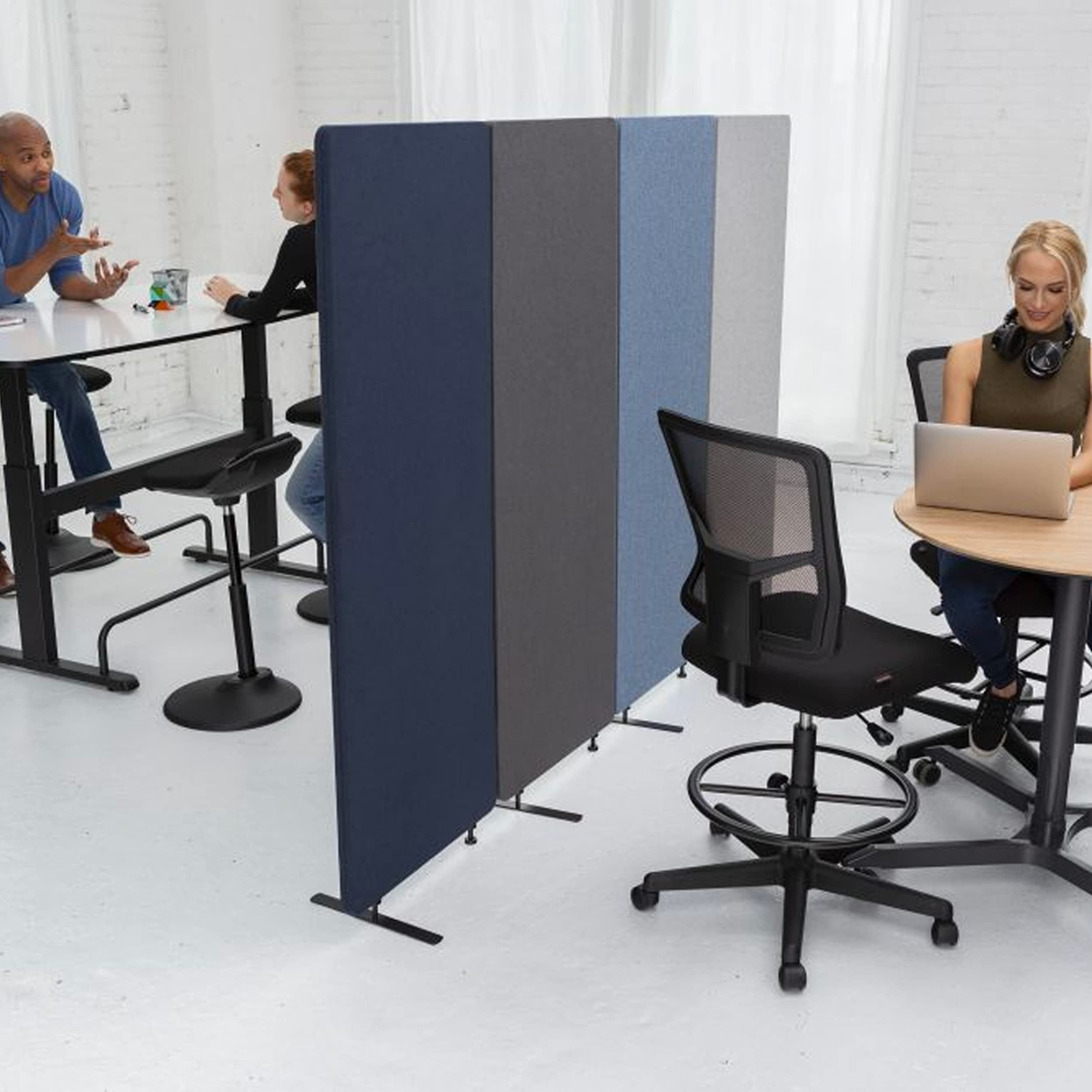 Stand Up Desk Store ReFocus Freestanding Noise Reducing Acoustic Room Wall Divider Office Partition (Cool Grey, 72"  x 66" , Zippered 3-Pack)