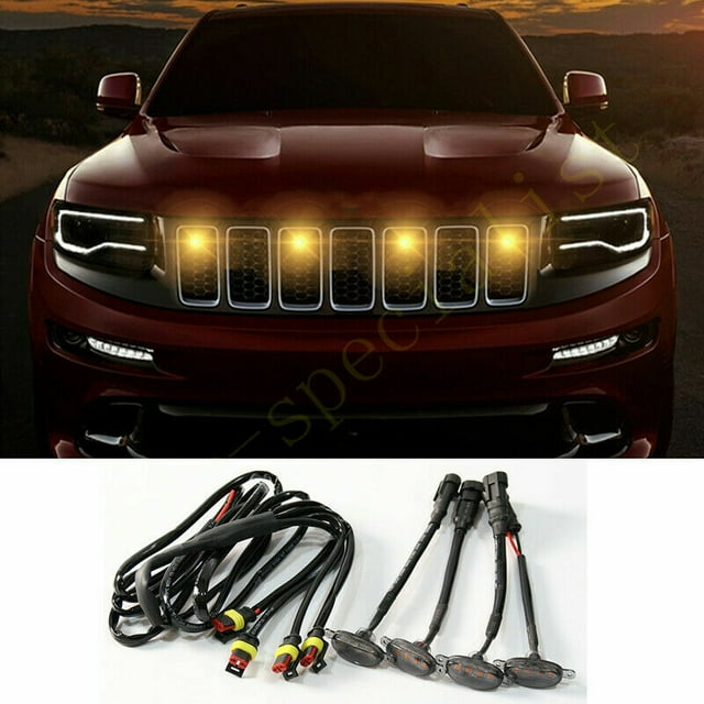 4 Pcs Adaptées pour Jeep Cherokee 2019-2021 grille avant Lumières LED style Raptor Housse de barbecue
