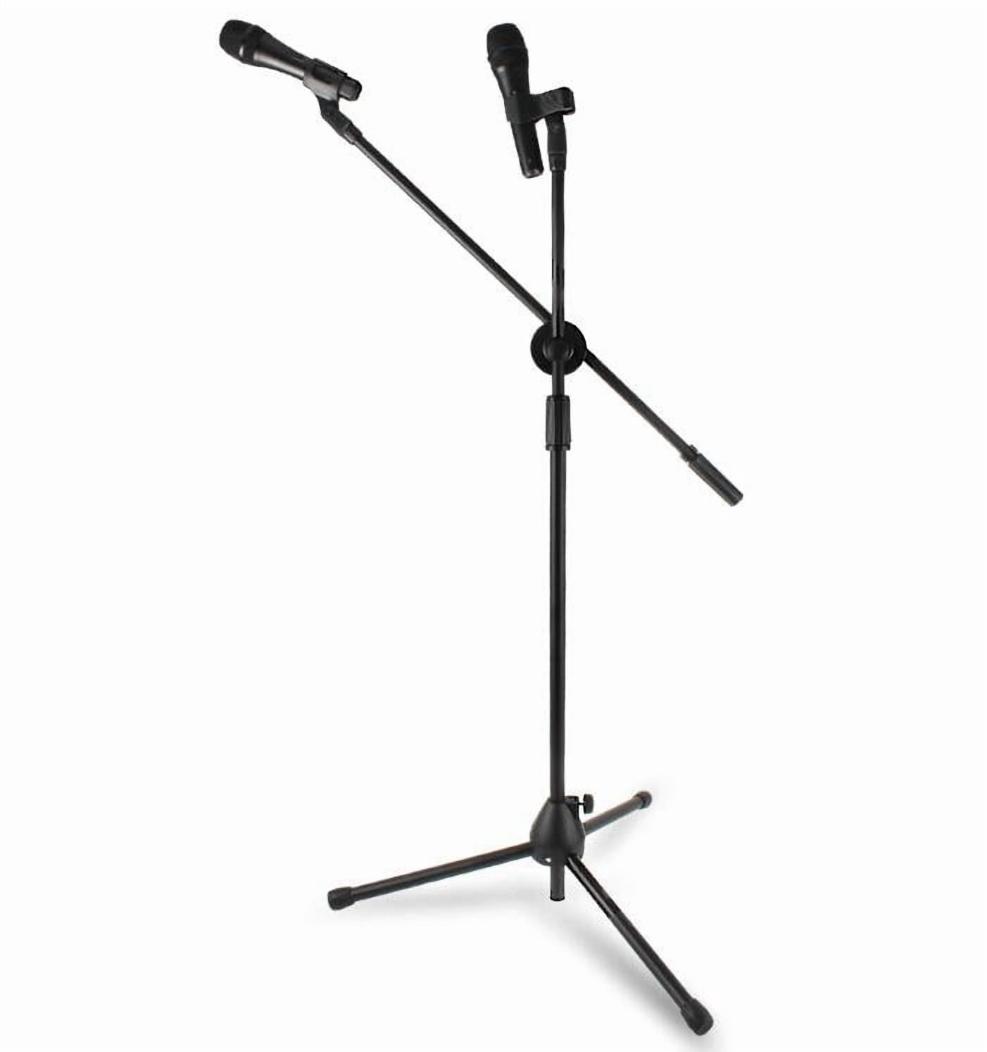 INTSUPERMAI 360° Rotating Microphone Stand Holder Dual Mic Clip Boom Arm Foldable Tripod