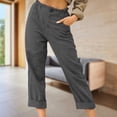 thumbnail image 1 of Pantalones Casuales Pantalones casuales de mujer Pantalones de verano de algodón transpirable Pantalones (gris oscuro XXXL) Cgtredaw para Mujer Gris oscuro T L, 1 of 7