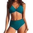 thumbnail image 1 of Conjunto de bikini AI'MAGE, traje de baño con cintura alta y control de barriga, azul, 1 of 6