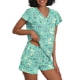 thumbnail image 3 of MINTREUS Women's Knit Pajamas Set Ruffle Sleeves Sleepwear Casual 2 Piece Pjs Soft Loungewear with Pockets, 3 of 6