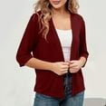 thumbnail image 5 of UVEASISHA 3/4 Sleeve Cardigan for Women Lightweight Open Front Draped Cardigans Fashion Solid Shrug Coverups with Pockets Wine L, 5 of 7