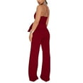 thumbnail image 6 of Baqcunre Women's Solid Color V-Neck Strap Sleeveless Wide Leg Romper,Size S-XXL,One Piece Jumpsuit,Womens Jumpsuit,Jumpsuits for Women Casual,Womens Clothes,Color Wine, 6 of 6
