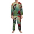 thumbnail image 3 of Fotbe Hummingbird Floral Paradise Pijama de Hombre con Estampado de Manga Larga, Conjunto de 2 Piezas, Ropa de Dormir Suave y Cómoda con Bolsillos-Large, 3 of 7