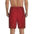 thumbnail image 3 of Naloa Vintage Burgundy Men's Short Pajama Pants, Lounge Comfort Shorts with Elasticized Waistband and Side Pockets - XX-Large, 3 of 9