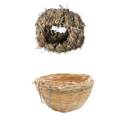 Miulika 2pcs Handmade Bamboo Canary Nest Bird Breeding Hatch Cage Parrot Rest Cave Miulika 2pcs Handmade Bamboo Canary Nest Bird Breeding Hatch Cage Parrot Rest Cave