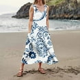 thumbnail image 4 of Robes robes d'Été Robes d'Été de Femmes Imprimer Sans Manches Robes de Soirée avec Poche Bleu Clair M, 4 of 7