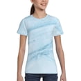 thumbnail image 4 of Honeii Light Blue Marble Print Kids Boy T-Shirt,Breathable Round Neck Tee,Stylish Summer Tee for Boys, for Outdoor Activities and Casual Wear, 4 of 7