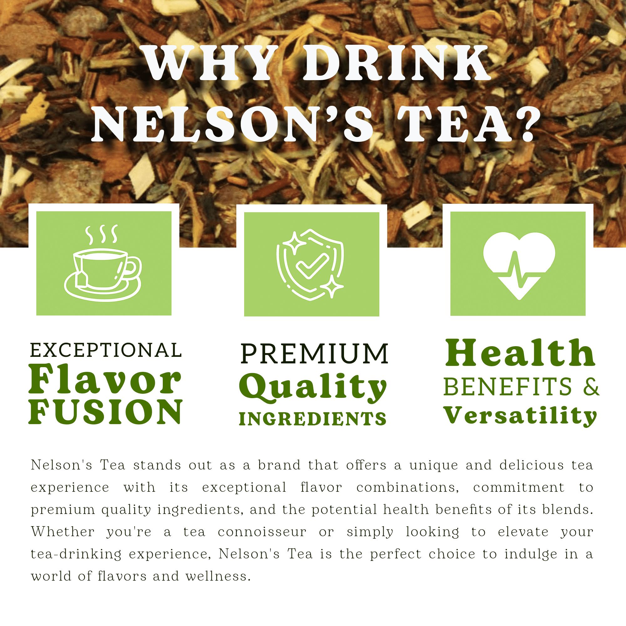 Nelson's Tea - Caffeine Free Tea Sampler - Peppermint White Chocolate CF, Glass Slipper, Hoosier Kettle Corn, Raspberry Hibiscus, Strawberry Orange Peach (2oz Sizes)