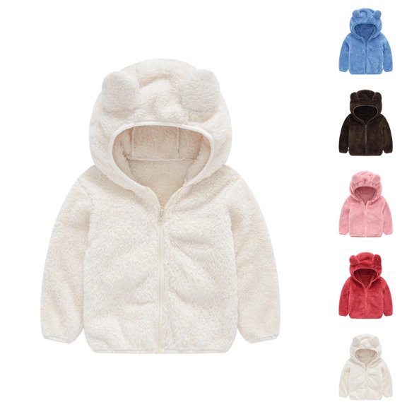 Girls Winter Clothes Girls' Outerwear Jackets & Coats Toddler Kids Baby Gril Boy Cute Ear Zipper Solid Thick Hooded Coat Warm Outwear