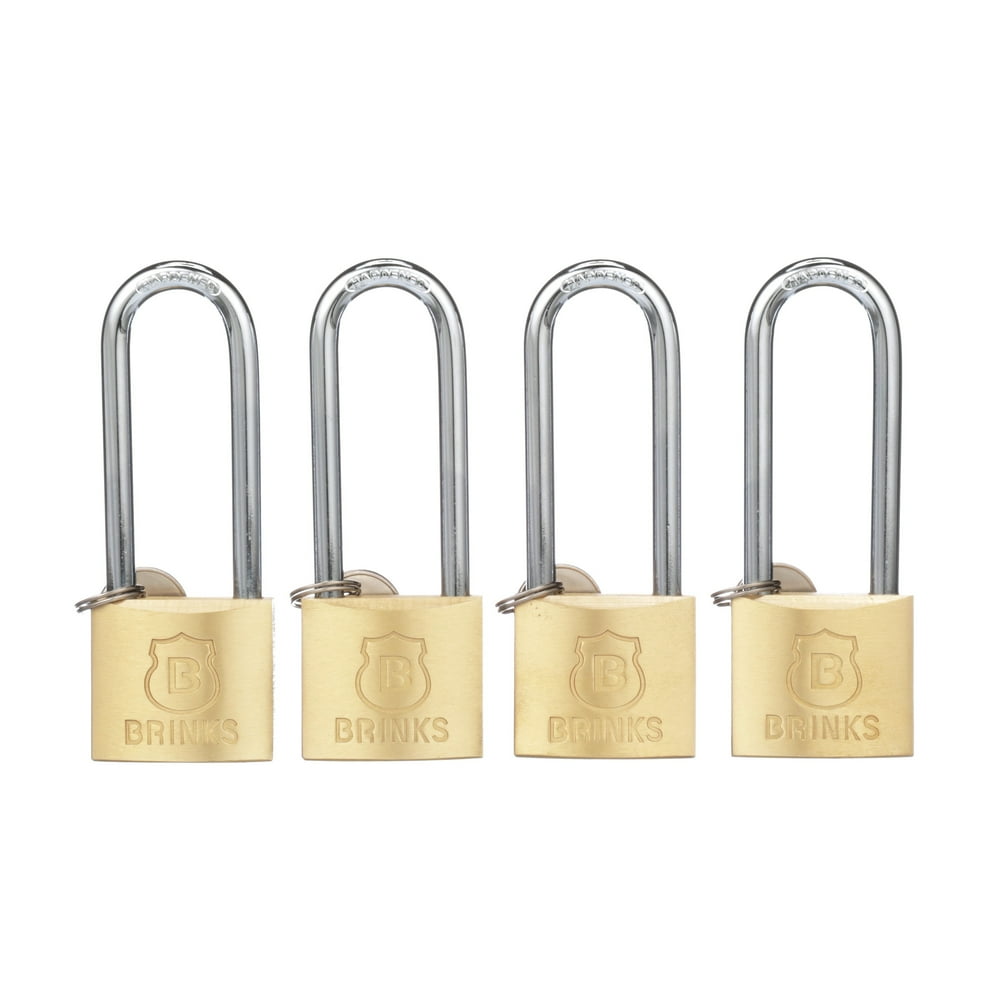 Brink's 40mm Long Shackle Solid Brass Padlock, 4 Pack