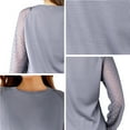 thumbnail image 6 of SWQZVT Women Dressy Blouses Casual Solid Tops Pullover Hollow Out Lace Long Balloon Sleeve Shirts Gray Tee S, 6 of 6