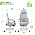 thumbnail image 3 of Magshion Ergonomic Office Executive Chair, Adjustable High Back Seat with Headrest & Footrest for Home Office, Grey, 3 of 11