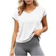 thumbnail image 2 of TGSLY Open Back Workout Crop Tops for Women Dressy Casual V Neck Short Sleeve Athletic Shirts Relaxed Fit Tie Back Solid Color Gym Running Yoga Tees XL, 2 of 8