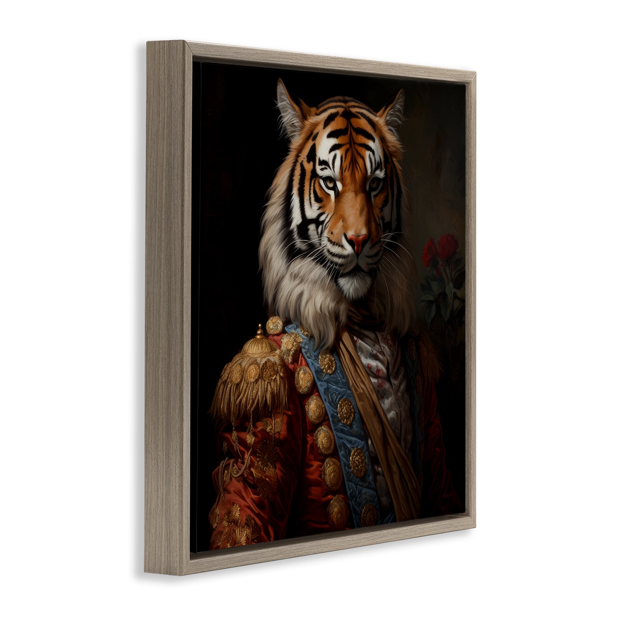 Stupell Industries Noble Tiger Transformation Brown Framed Floater Canvas Wall Art, design by Lazar Studio