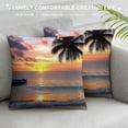 thumbnail image 3 of Orinice Sunset Palm Tree Boat Graphic Decorative Men Women Boy Girl Room Cushion Throw Pillow Cover for Home Couch Living Room Bed Sofa Pillow Case Summer Square 1PC 18x18in, 3 of 5