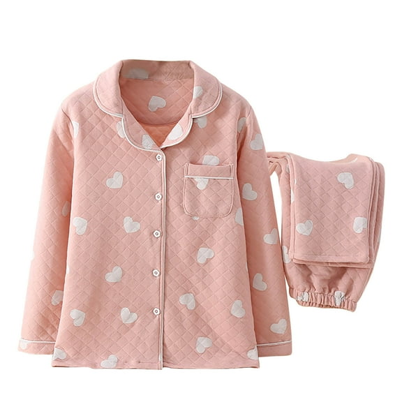 IROINNID Womens Cotton Pajamas Set Winter Warm Cute Nightwear Button Down Shirt with Pants Comfy Pajamas Sets,Pink