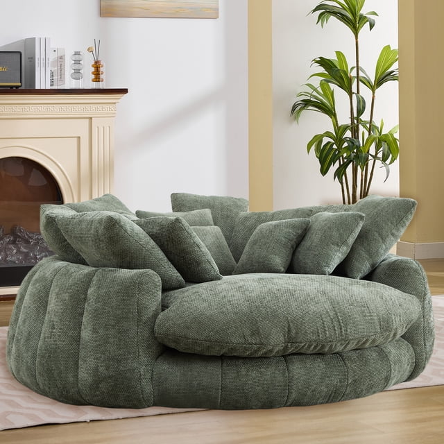 Pouf géant Noble House, méridienne moelleuse et lit convertible, vert olive