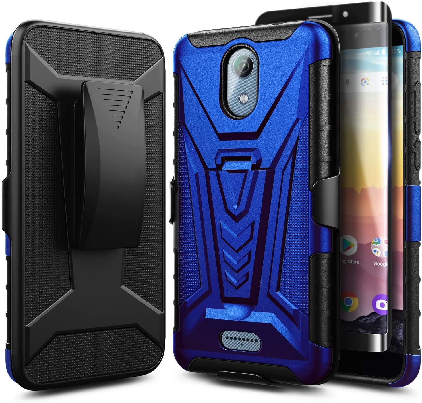 AT&T Calypso U318AA Case, Cricket Vision 3 Case with Tempered Glass