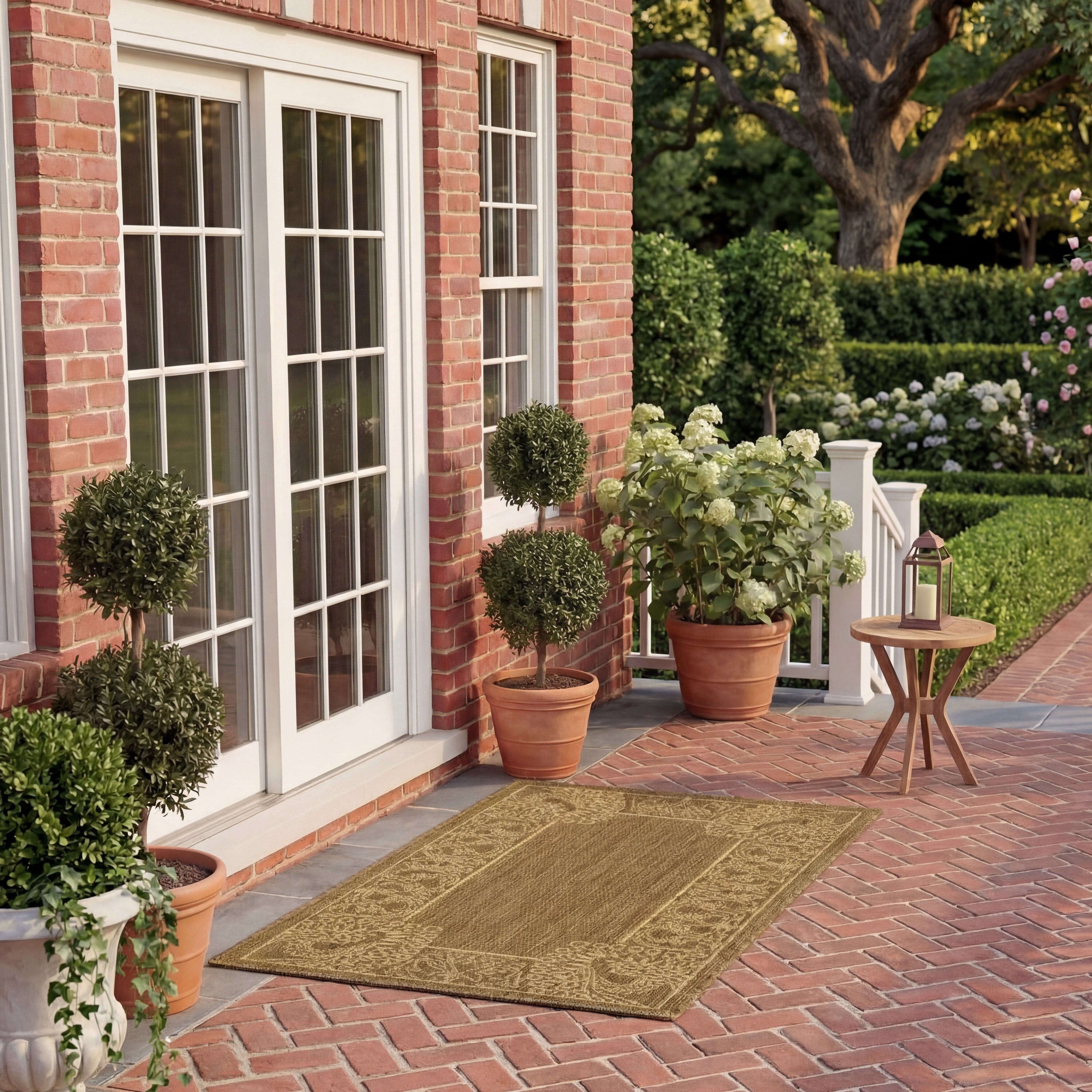 Safavieh Courtyard Cooper Botanical Indoor/Outdoor Area Rug, Brown/Natural, 5'3" x 7'7"