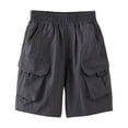 thumbnail image 2 of Kids Cargo Shorts with Elastic Waist for Boys, Lightweight Durable Polyester Play & Outdoor Shorts, Kids to Big Kids 2-14 Years, Charcoal Gray,Size 9-10 T, 2 of 9