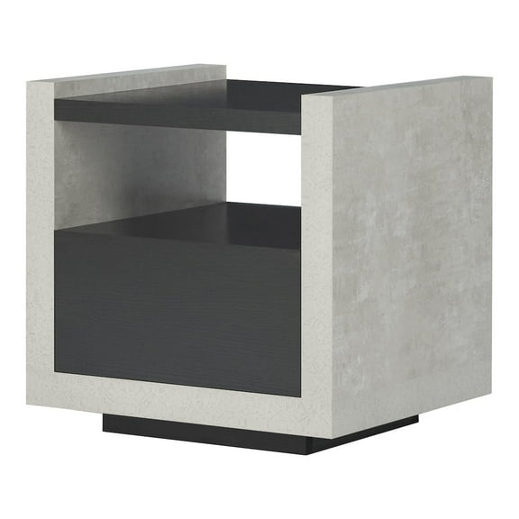 Furniture of America Gare Industrial Wood Storage End Table in Black