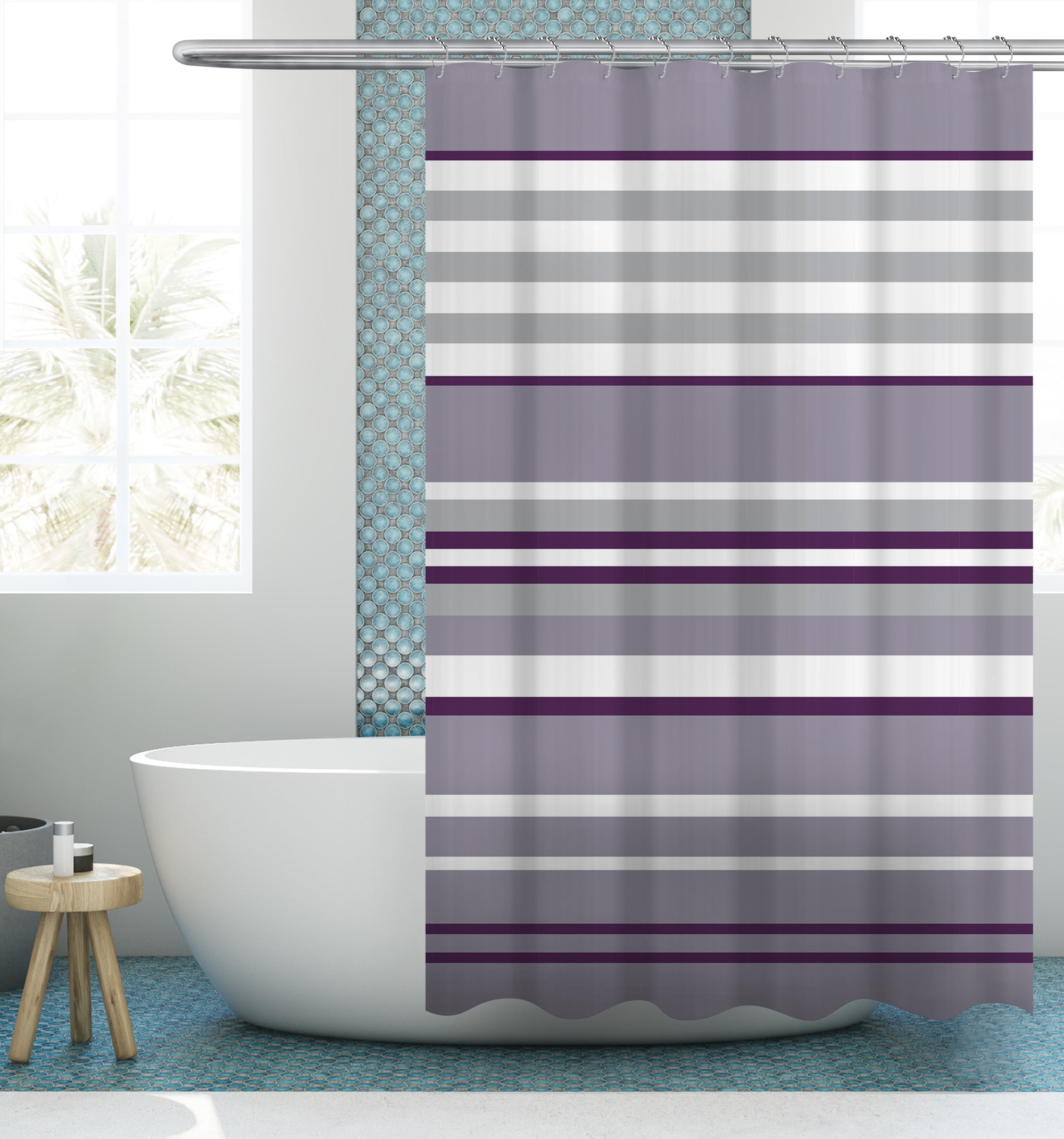 Fashion Shower Curtain set Red Lips With Black And White Stripe Bathroom Curtain