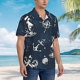 thumbnail image 5 of Balery Vintage Marine Print Men's Hawaiian Shirts Short Sleeve Beach Shirt Relaxed Fit Vacation Button Down Shirts-Small, 5 of 9