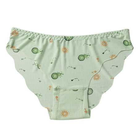 

ZMHEGW 3 Pack Panties For Women Ice Silk Seamless Low Waist Large Size Quick Dry Fruit Print Wavy Triangle Briefs Underwear