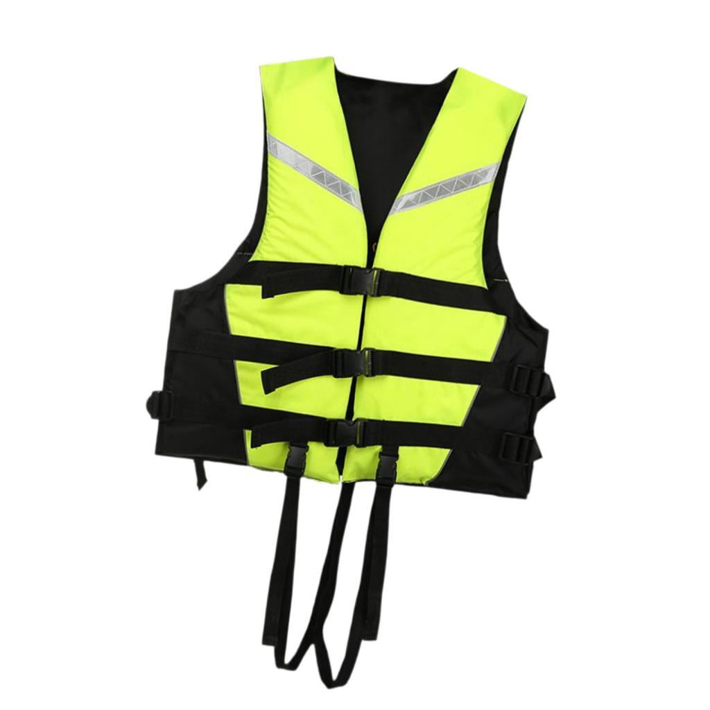 QccHieUs Life Vest with Reflective Strips Adjustable Life Jacket Paddle Vest for Swimming L