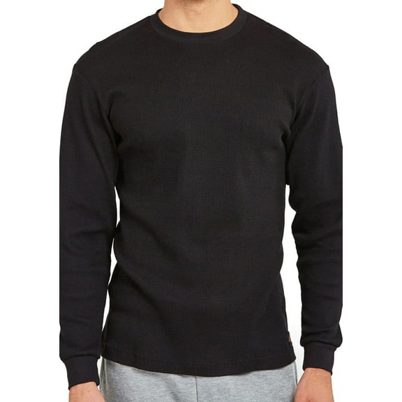 Men's Heavyweight Cotton Long Sleeve Thermal Top 100% Cotton Long Sleeve Shirt, Black M, 1 Pack