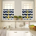 thumbnail image 4 of Navy Blue Stripe Ripple Gold Nautical Anchor 3 PCS Kitchen Curtain Valance and Tiers Set,Rod Pocket Small Half Tier Valances Window Curtains Panel,Abstract Geometric 55"x36" (Set of 2 Tiers & Valance), 4 of 5