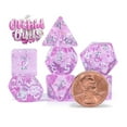 thumbnail image 2 of Mighty Tiny Dice: Orchid Buds - 7 pc - RPG Dice Set, Holographic Glitter, 12mm Resin Dice, Holographic Style Layered Dice, 2 of 6