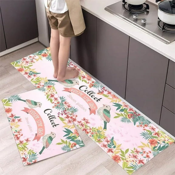 Kitchen Rug Tropic Plant Flowers Long Strip Living Room Carpet Anti-slip Hallway Bedroom Floor Mat Home Decoration