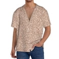 thumbnail image 3 of Wukai Beige Sparkling Glitter Men's Casual Short-Sleeve Button Down Shirt - Lightweight Summer Dress Shirt for Daily Wear-Small, 3 of 7