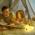 thumbnail image 2 of Luz nocturna para niños, luz LED de silicona con control remoto, control táctil, RGB multicolor regulable, recargable por USB, lindo conejo., 2 of 5