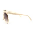 thumbnail image 3 of Eccentric Half Rim High Temple Runway Fashion Sunglasses Ivory Brown, 3 of 4