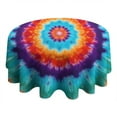 thumbnail image 4 of Colorful Tie Dye Mandala Pattern Round Tablecloth 60"x60",Wrinkle Wipeable Table Cloth for Kitchen Dining Room Picnic Patio Party, 4 of 6