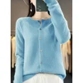 thumbnail image 2 of Cárdigan de manga larga 2024, nuevo suéter de moda para mujer, 100 % lana merino, camisetas, jerseys, prendas de punto con cuello redondo, ropa de primavera y otoño para mujer, 2 of 5
