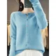thumbnail image 2 of Cárdigan de manga larga 2024, nuevo suéter de moda para mujer, 100 % lana merino, camisetas, jerseys, prendas de punto con cuello redondo, ropa de primavera y otoño para mujer, 2 of 5
