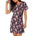 thumbnail image 2 of Vsdgher Motif de Marguerites Chemise de Nuit à Manches Courtes pour Femmes Col Rond Mignonne Robe de Nuit Confortable, 2 of 6