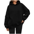 thumbnail image 3 of Kmdttou Women's Zip Up Hoodies Long Sleeve Solid Color Long Sleeved Pocket Loose Hooded Top Sweatshirt on Clearance!, 3 of 7