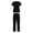Black, variant on Women Solid Short Sleeve Operating Room Nurse Hand Washing Suit Vneck Tee Tops and Pant Breathable Clothes