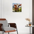 thumbnail image 3 of 12 Inch Wall Clock Battery Operated Silent Clock Decorative for Office, Kitchen, Outdoor, Living Room，Brown Cow with Flowers in Muzzle Colorful, 3 of 4