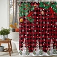 thumbnail image 2 of Christmas Tree Shower Curtain, 36" x 72", Snowman Winter Snowflakes Red Black Plaid Waterproof Bathroom Curtain Washable Shower Curtain Set with 12 Hooks, 2 of 6