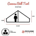 thumbnail image 6 of Psyclone Tents Fixed Floor 8 Windows 4m/13.12ft Luxury Outdoor All Weather 4-6 Person Cotton Canvas Medium Bell Tent, 6 of 10