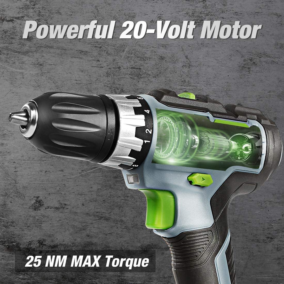 WORKPRO 20V Cordless Drill/Driver Kit, 3/8”, 18+2 Torque Setting, Variable Speed, 2.0 Ah Li-Ion Battery and 1 Hour Fast Charger